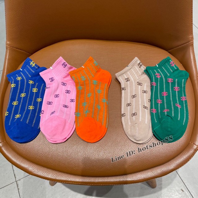 CHANEL專門店新款香奈兒經典羅口雙C刺繡logo純棉襪子 mmyj2951